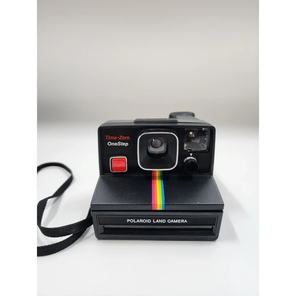 Polaroid Time-Zero OneStep Land Camera Vintage Rainbow Stripe Black SX-70 Film